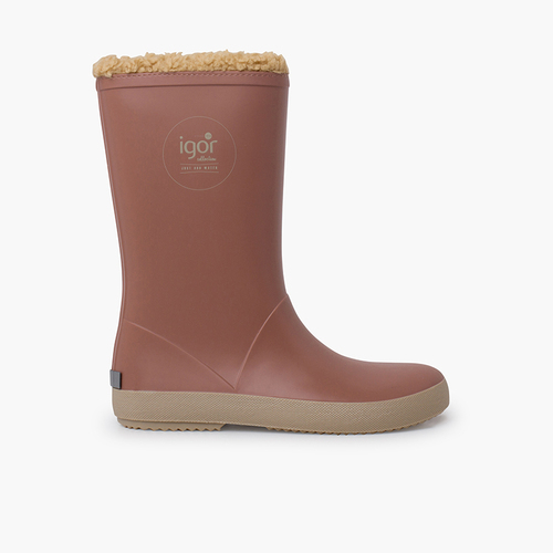 Botas de agua borreguito suela beige Rosa