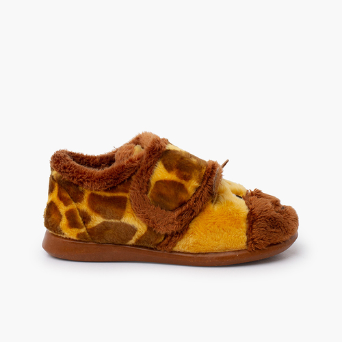 Zapatillas casa pelito jirafa Marrón y Amarillo