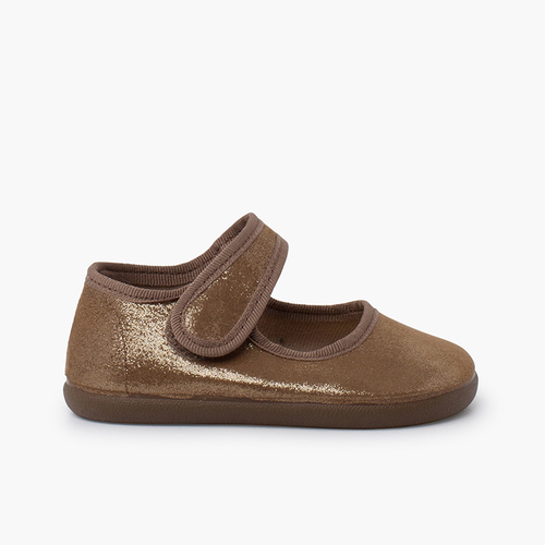 Merceditas barefoot brillo tira adherente Bronce