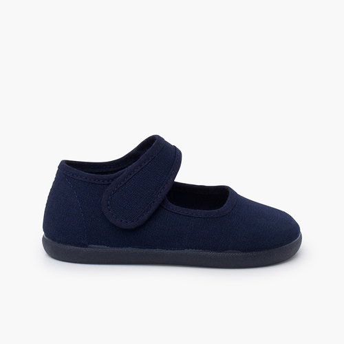 Merceditas barefoot lona cierre ancho Azul Marino
