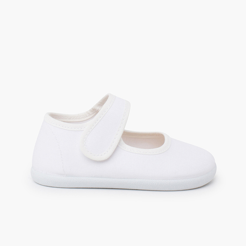 Merceditas barefoot lona cierre ancho Blanco