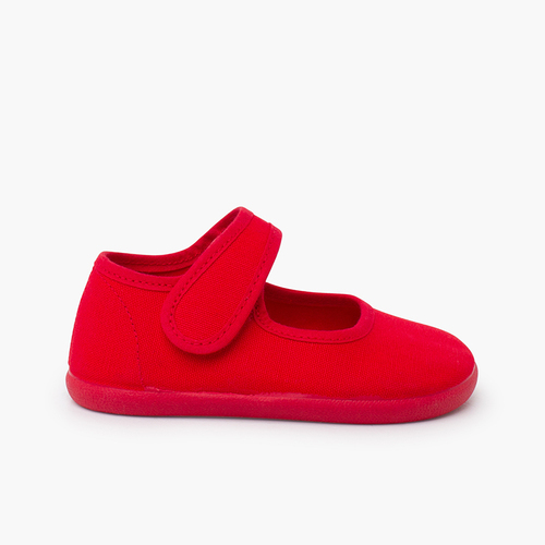Merceditas barefoot lona cierre ancho Rojo