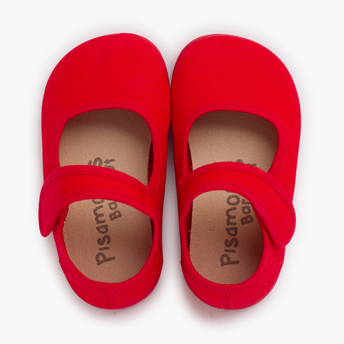 Merceditas barefoot lona cierre ancho Rojo