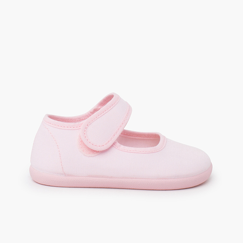 Merceditas barefoot lona cierre ancho Rosa