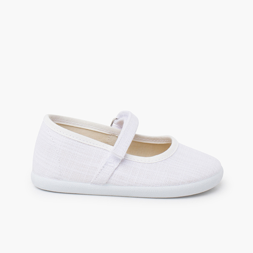 Merceditas barefoot lino ligero cierre adherente Blanco