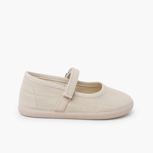 Merceditas barefoot lino ligero cierre adherente Crudo