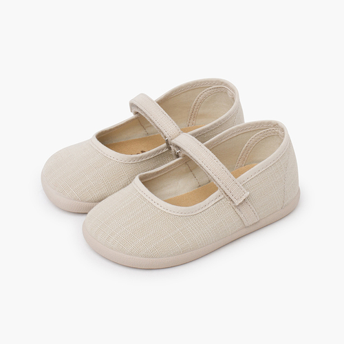 Merceditas barefoot lino ligero cierre adherente Crudo