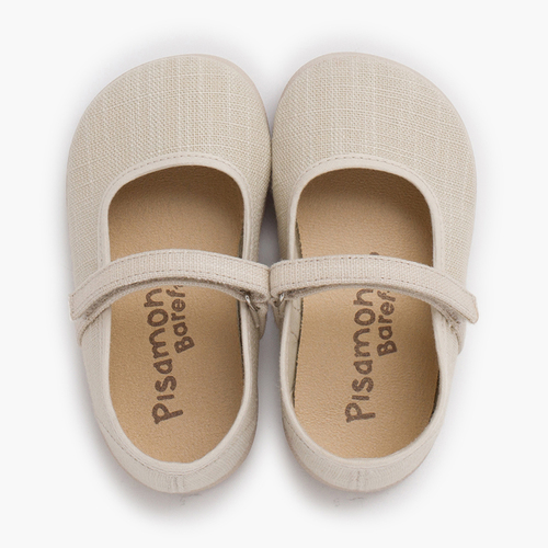Merceditas barefoot lino ligero cierre adherente Crudo
