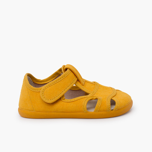 Sandalias barefoot lona lavada Cúrcuma