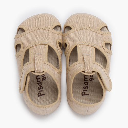 Sandalias niña y niño barefoot lona lavada Piedra