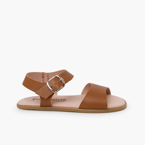 Sandalias barefoot lisas hebilla Cuero