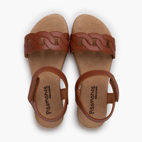 Sandalias piel eslabones tira adherente Cuero