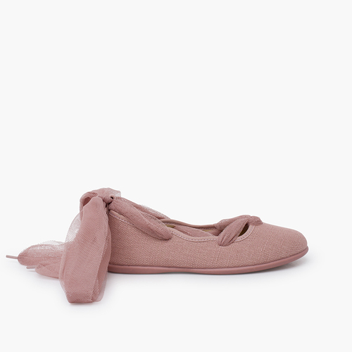 Bailarinas lino tiras cruzadas tul Rosa Viejo