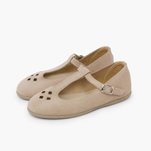Merceditas serraje picado tira empeine Beige