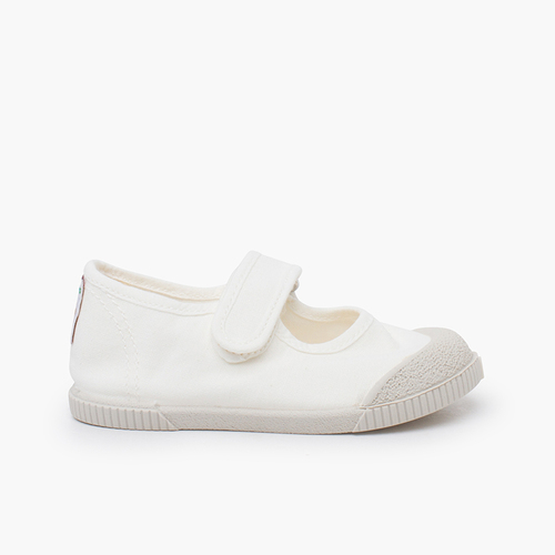 Merceditas puntera barefoot lona lavada Blanco