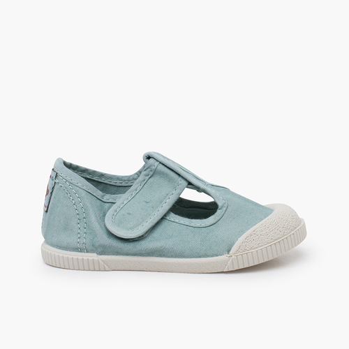 Pepitos puntera barefoot lona lavada Aguamarina