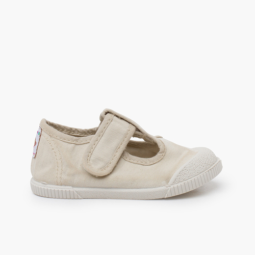 Pepitos puntera barefoot lona lavada avena