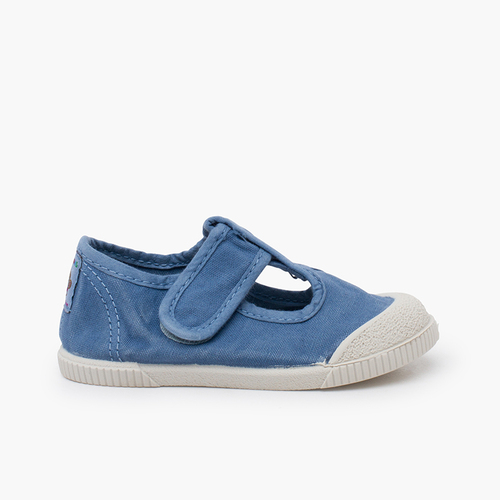 Pepitos puntera barefoot lona lavada Azul Jeans