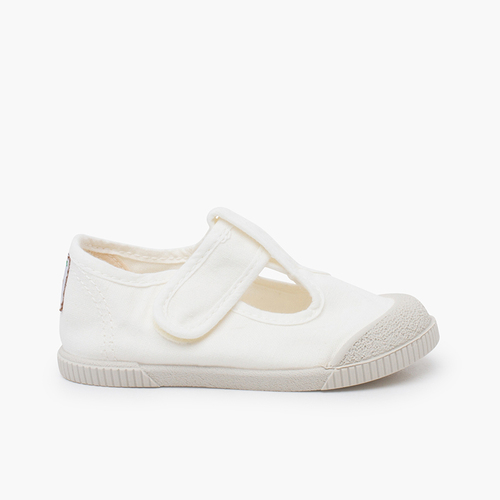 Pepitos puntera barefoot lona lavada Blanco