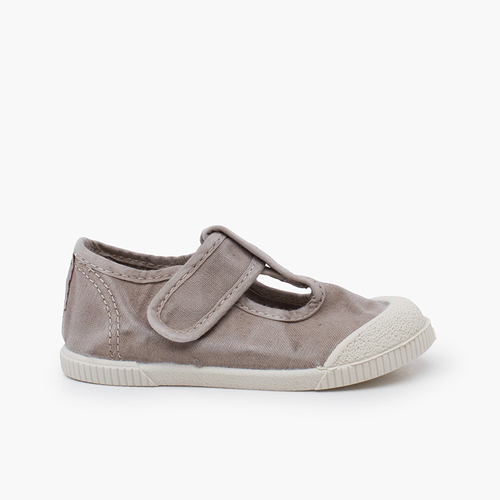 Pepitos puntera barefoot lona lavada Gris