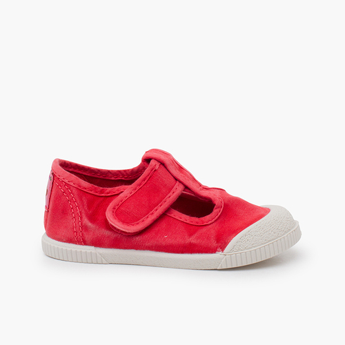 Pepitos puntera barefoot lona lavada Rojo