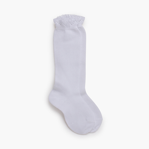 Calcetines altos puño calado Blanco