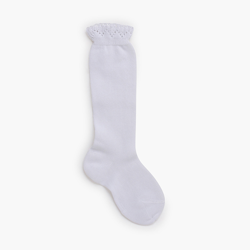 Calcetines altos puño calado Blanco