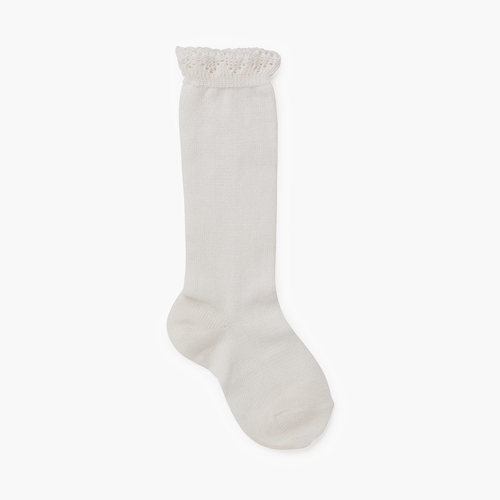 Calcetines altos puño calado Nata