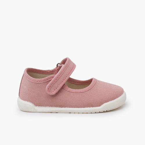 Merceditas barefoot lona canvas tira adherente Rosa Viejo