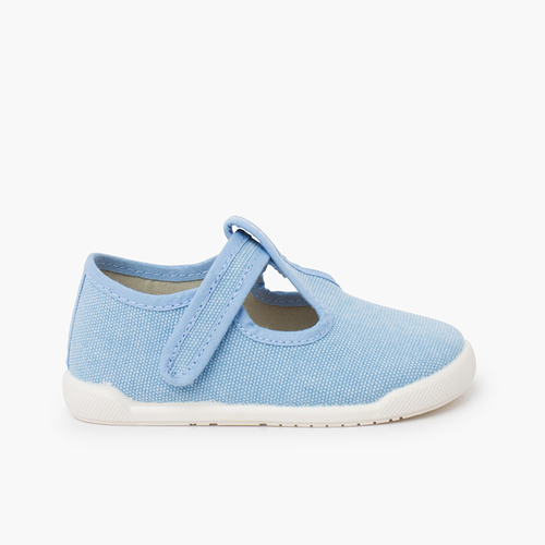 Pepitos barefoot lona canvas tira adherente Azul