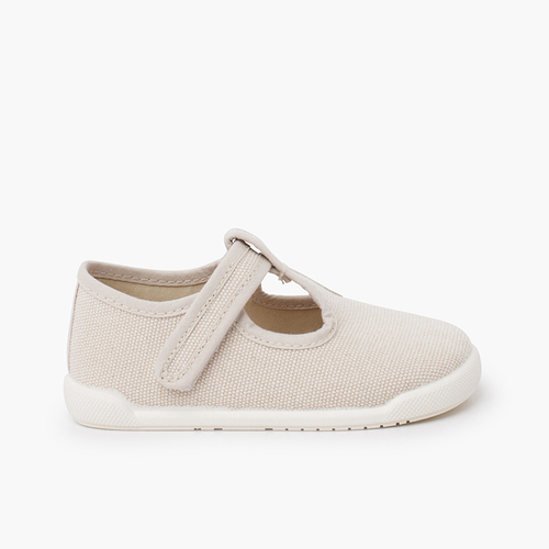 Pepitos barefoot lona canvas tira adherente Crudo