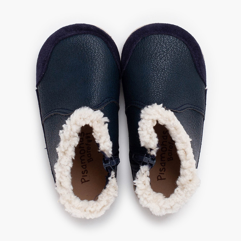 Botas barefoot neopiel cuello borreguito Azul Marino