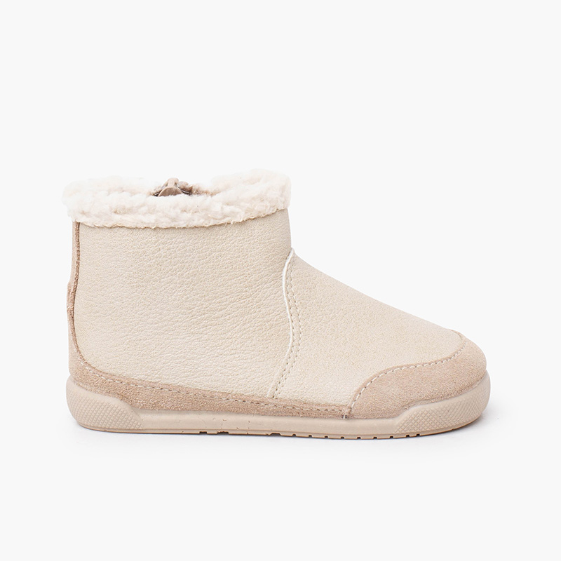 Botas barefoot neopiel cuello borreguito Beige