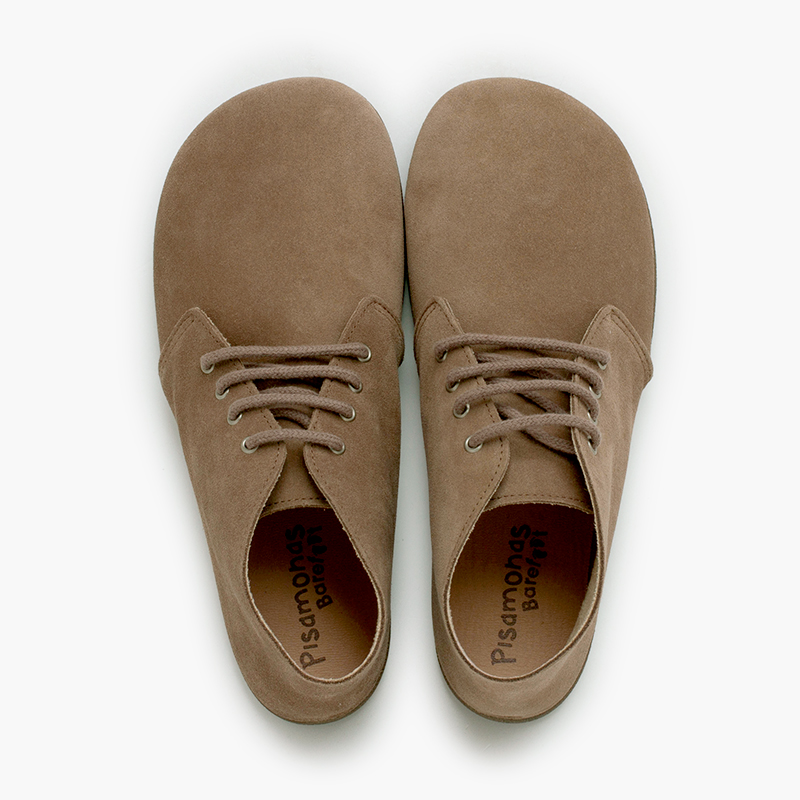 Botas barefoot serraje cordones Topo