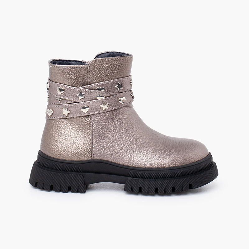 Botas niña tira tachuelas Plomo