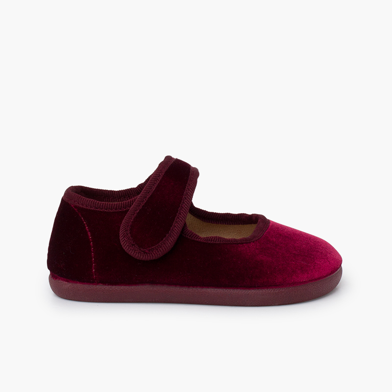 Merceditas barefoot terciopelo tira adherente Burdeos
