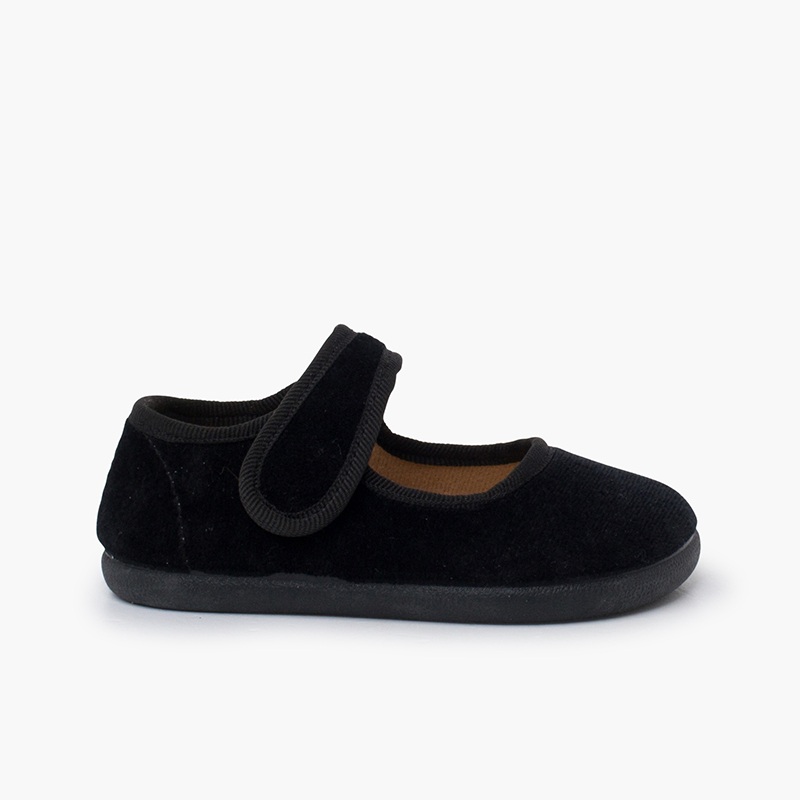 Merceditas barefoot terciopelo tira adherente Negro