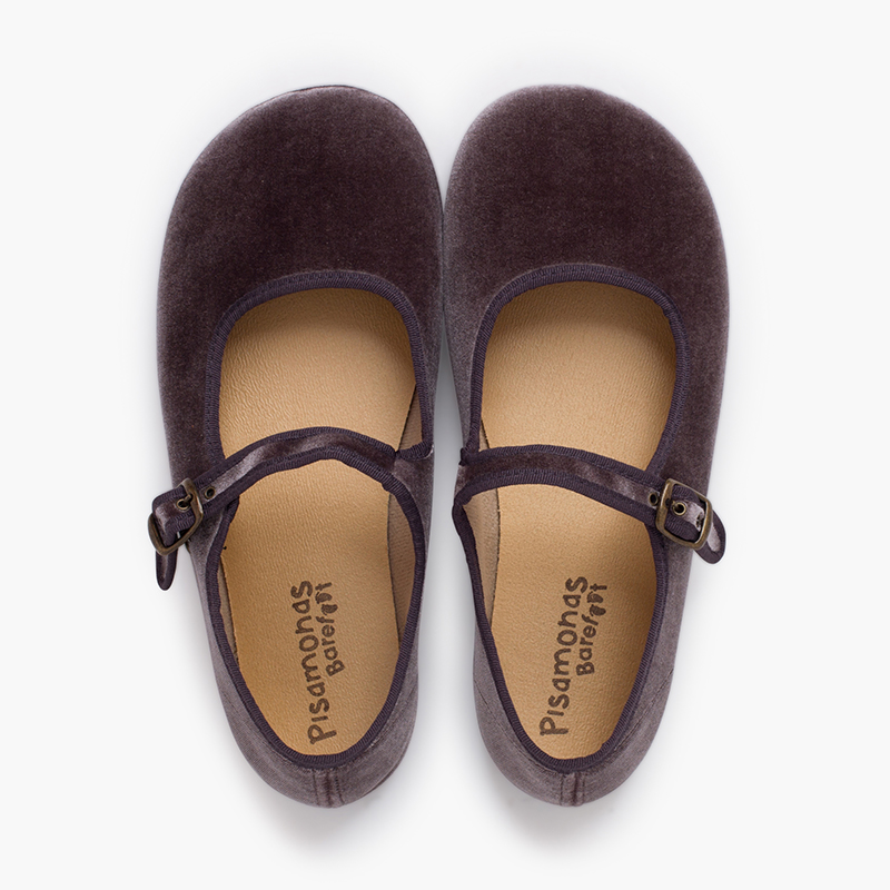 Merceditas mujer barefoot terciopelo hebilla Gris