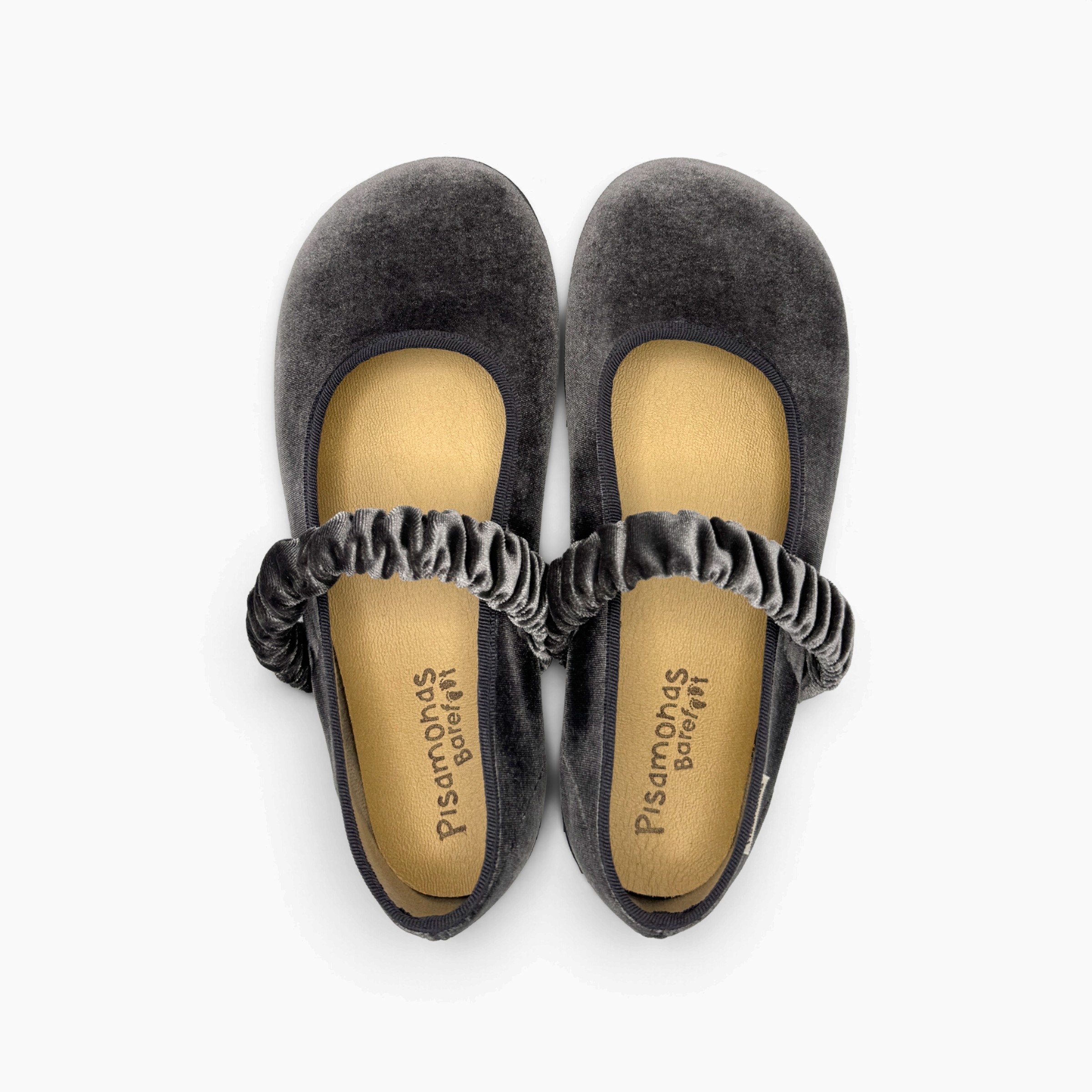 Babies barefoot velours bride froncée Gris