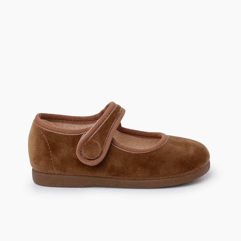 Pisamonas Merceditas Velvet-Kinderschuhe Mit Klettverschluss - Weicher Samt, Spanische Qualität
