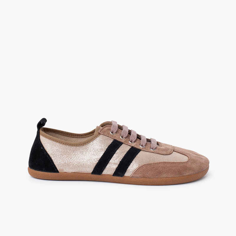 Zapatillas combinadas barefoot brillo y rayas Topo