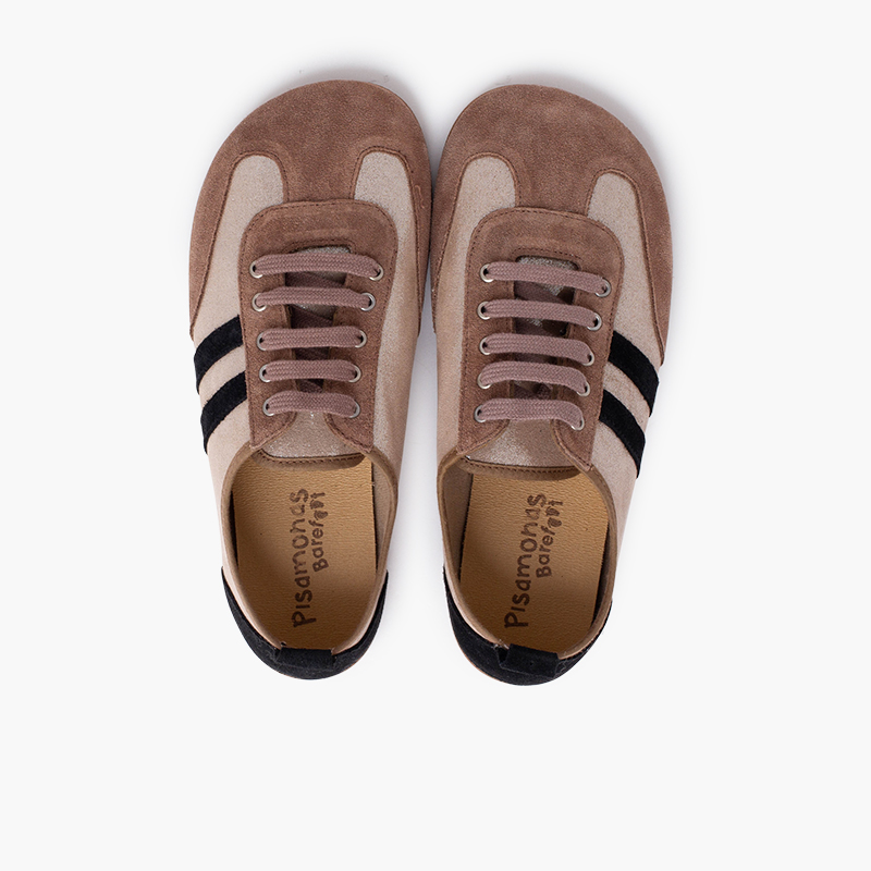 Zapatillas combinadas barefoot brillo y rayas Topo