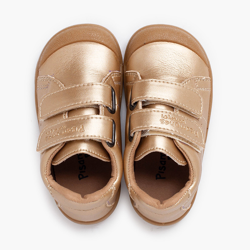 Zapatillas Barefoot Infantiles Pisamonas - Piel Vegana Metalizada, Suela Flexible, Ancha