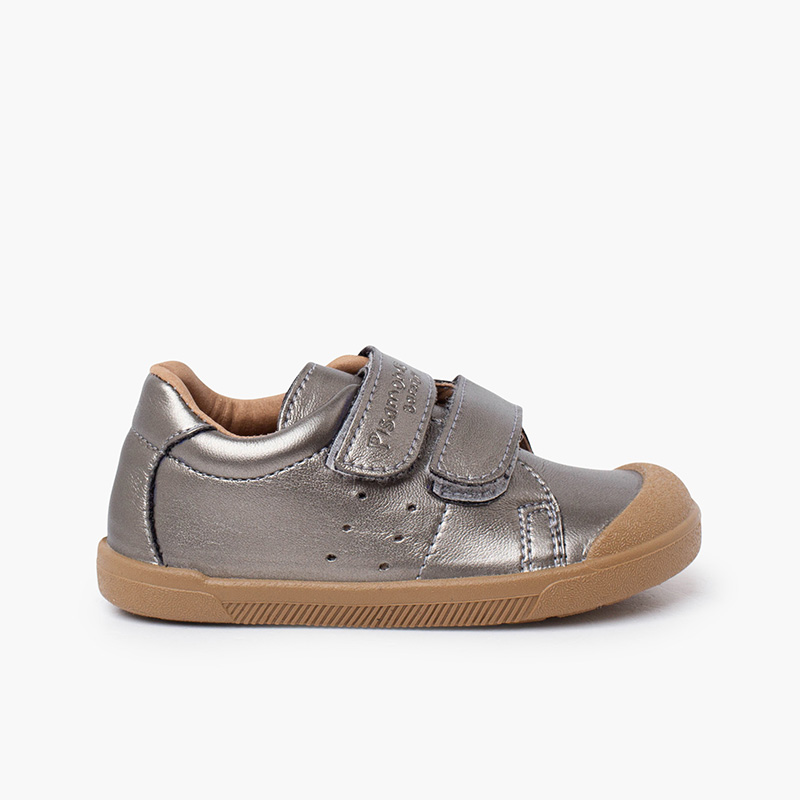 Zapatillas blanditas barefoot piel vegana metalizadas Plata