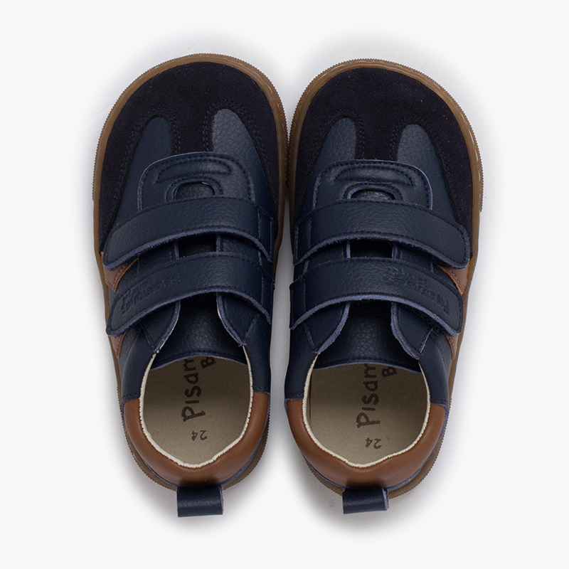 Zapatillas barefoot niños bandas laterales Azul Marino