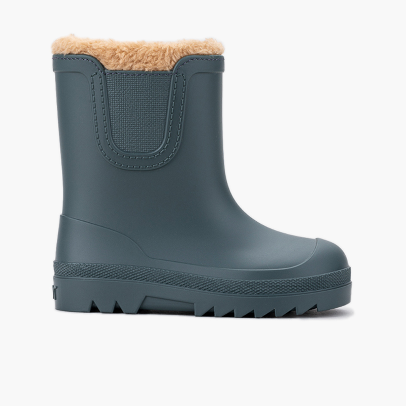 Botas agua barefoot wide chelsea borreguito gris petróleo