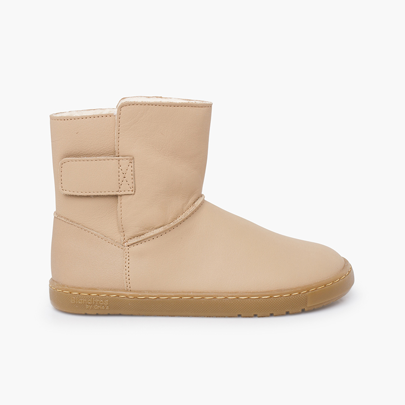 Botas barefoot niñas piel cierre adherente Arena