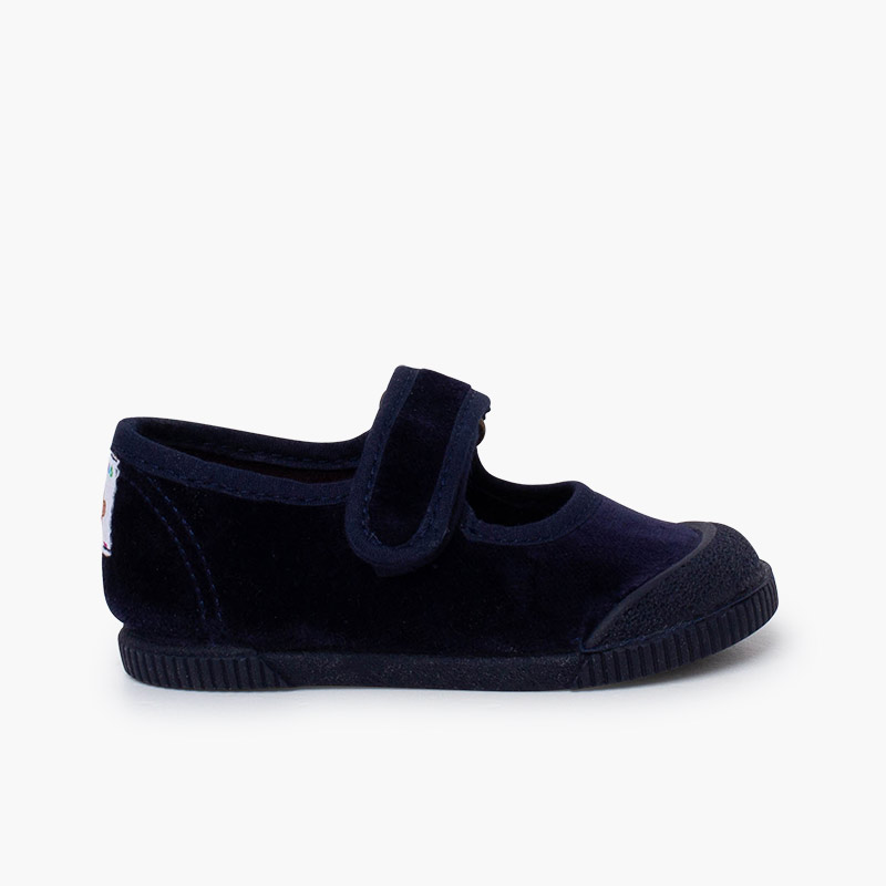 Merceditas barefoot terciopelo puntera goma Azul Marino