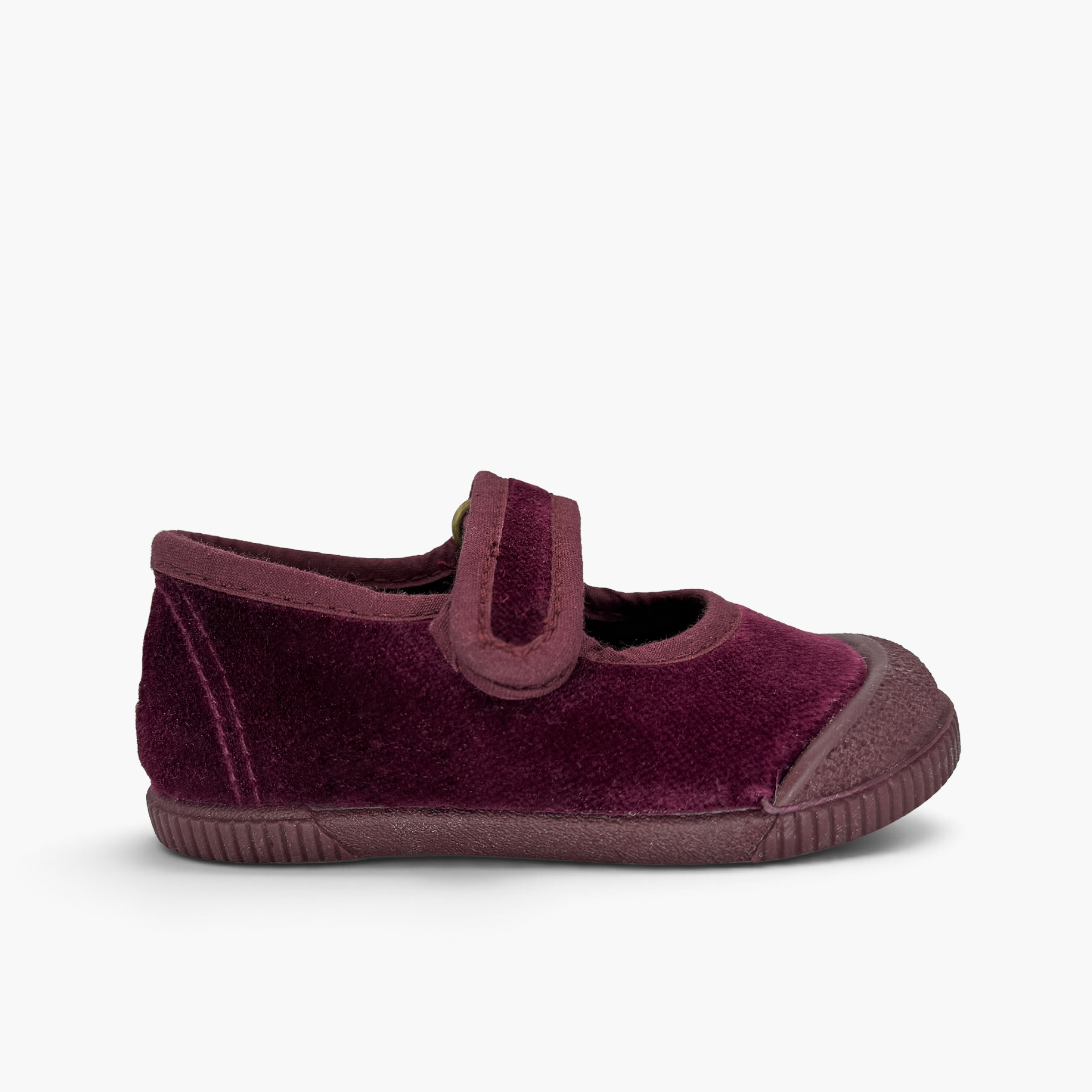 Babies barefoot velours bout caoutchouc Bordeaux