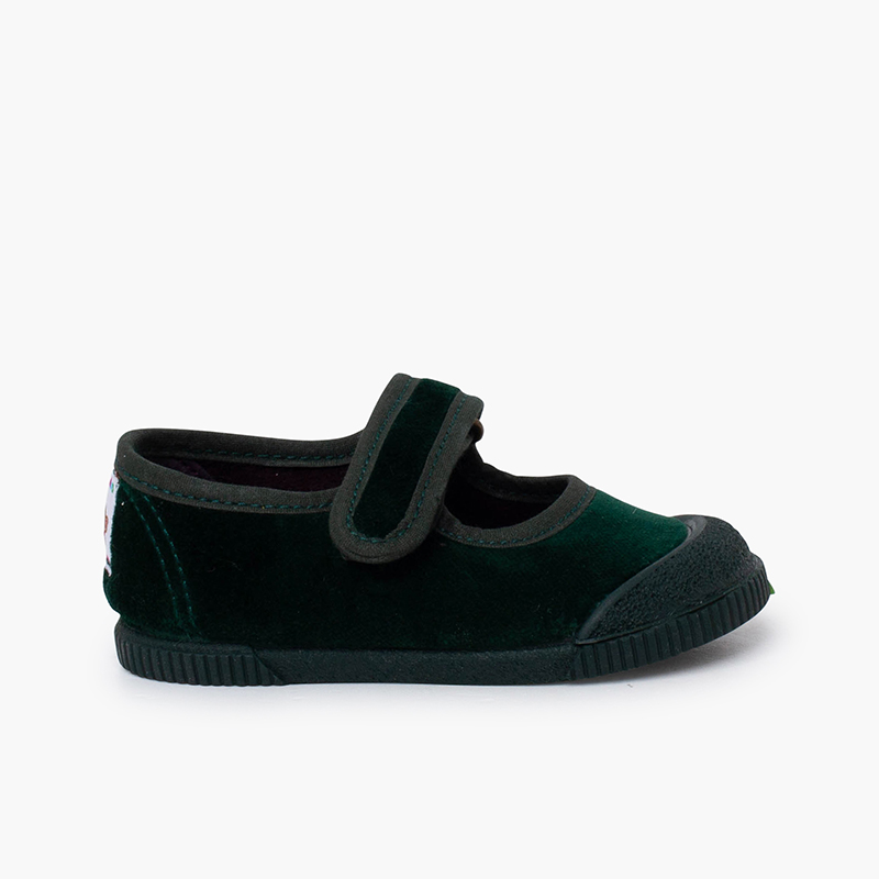 Merceditas barefoot terciopelo puntera goma Verde